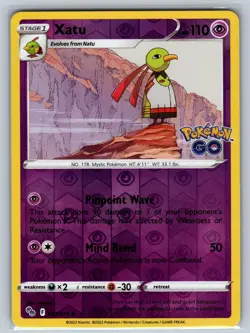 Xatu 033/078 Uncommon Pokemon GO Pokemon Reverse Holo Near Mint - Image 1