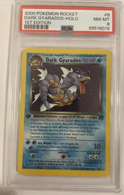 🌈Dark Gyarados 1st Edition Pokemon Team Rocket 8/82 Holo RARE 🦄 PSA 8 - Image 1