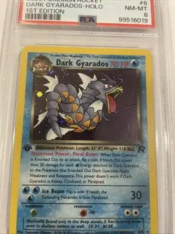 🌈Dark Gyarados 1st Edition Pokemon Team Rocket 8/82 Holo RARE 🦄 PSA 8 - Image 2