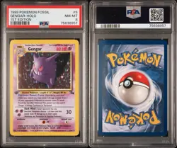 Pokemon Gengar 1999 Fossil #5/62 1st Edition Holo PSA 8 - Image 2