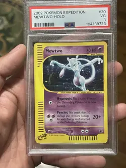 2002 POKEMON EXPEDITION BASE SET #20 MEWTWO HOLO RARE ENGLISH PSA 3 - Image 3