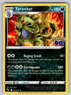 Tyranitar 043/078 Holo Rare Pokemon GO Pokemon NM - LP - Image 1