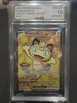 2026 POKEMON MEOWTH EX FULL ART 107/088 PERFECT ORDER AGS 10 GEM MINT - Image 1