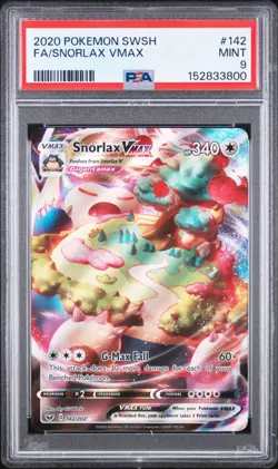 PSA 9 SNORLAX VMAX 142/202 FULL ART SWORD & SHIELD BASE POKEMON 😍 - Image 1