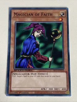 Yugioh - Magician of Faith x 3 - 1st Edition NM - Plus Free Holographic Card - Image 2
