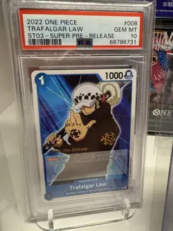 One Piece Trafalgar Law Super Pre Release PSA 10 ST03 008 - Image 1