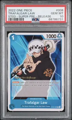 One Piece Trafalgar Law Super Pre Release PSA 10 ST03 008 - Image 2