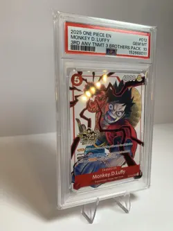 2025 One Piece EN 3rd Anniversary 3 Brothers Pack #012 Monkey D Luffy PSA 10 - Image 2