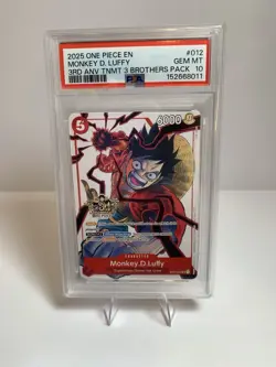 2025 One Piece EN 3rd Anniversary 3 Brothers Pack #012 Monkey D Luffy PSA 10 - Image 4