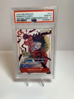 2025 One Piece EN 3rd Anniversary 3 Brothers Pack #012 Monkey D Luffy PSA 10 - Image 5