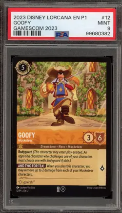 Disney Lorcana Goofy Musketeer 2023 Gamescom Promo 12/P1 PSA 9 Mint - Image 1