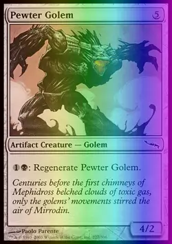 MTG Magic the Gathering Pewter Golem (227/306) Mirrodin LP FOIL - Image 1