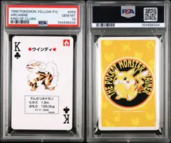 PSA 10 GEM MINT Pokemon Yellow Playing Card - Arcanine King of Clubs (POP 3) - Image 1