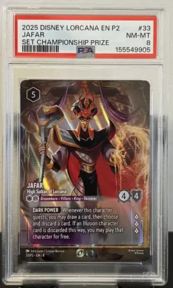DISNEY LORCANA EN P2 JAFAR - HIGH SULTAN OF LORCANA (SET CHAMPIONSHIP) PSA 8 - Image 1