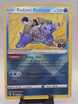 Pokemon TCG Radiant Blastoise Holo Card 018/078 Pokemon Go - Image 1