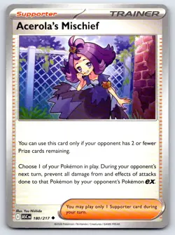 ACEROLA'S MISCHIEF REVERSE HOLO ASCENDED HEROES POKEMON NEAR MINT - Image 1