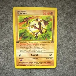 Wizards of the Coast Pokemon TCG Jungle 1st Ed Mankey 55/64 Common 30 HP EN - Image 1