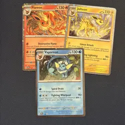 2025 Pokemon Flareon Vaporeon Jolteon Prismatic Evolutions Cosmo Holo Promo Set - Image 1