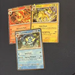 2025 Pokemon Flareon Vaporeon Jolteon Prismatic Evolutions Cosmo Holo Promo Set - Image 2