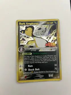 Pokemon Dark Ampharos Team Rocket Returns 2/109 Reverse Holo Stamped HP Damaged - Image 3