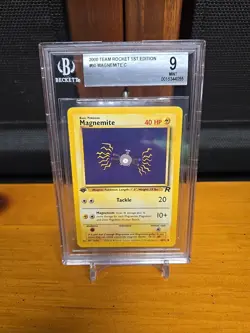 1st Edition Team Rocket Magnemite 60/82 Beckett MINT 9 Pokemon 2000 - Image 1