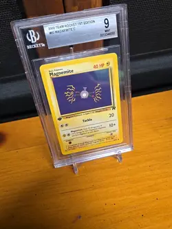 1st Edition Team Rocket Magnemite 60/82 Beckett MINT 9 Pokemon 2000 - Image 3