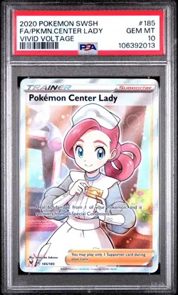 Pokemon Center Lady PSA 10 2020 Pokemon Sword & Shield Vivid Voltage #185 - Image 1