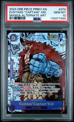 EUSTASS "CAPTAIN" KID MANGA ALT ART PRB01 ONE PIECE OP05-074 PSA 10 GEM MINT - Image 1