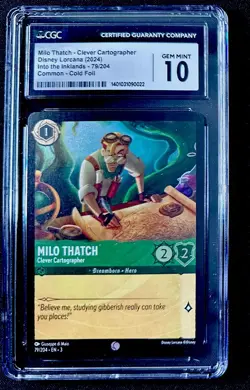 CGC 10 Milo Thatch Clever Cartographer 79/204 Inklands Lorcana Graded Card - Image 1