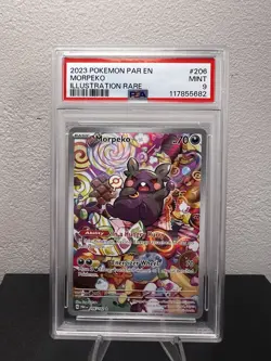 Pokemon TCG Morpeko Paradox Rift Holo Illustration Card 206/182 PSA 9 - Image 1