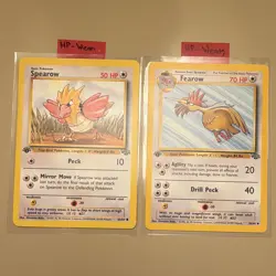 Wizards Pokemon Card Lot Jungle Spearow 62/64 & Fearow 36/64 1st Ed EN HP - Image 1