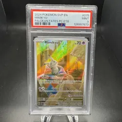 2024 Pokemon Paldean Fates Pokemon Center Elite Trainer Box - Mimikyu #075 PSA 9 - Image 1
