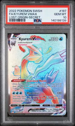2022 POKEMON SWORD & SHIELD LOST ORIGIN SECRET #197 FULL ART/KYUREM VMAX PSA 10 - Image 1