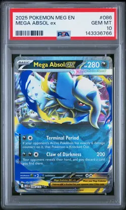 2025 POKEMON MEG EN-MEGA EVOLUTION #086 MEGA ABSOL EX PSA 10 - Image 1
