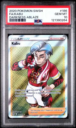 2020 POKEMON SWORD & SHIELD DARKNESS ABLAZE #186 FULL ART/KABU PSA 10 - Image 1