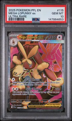 2025 POKEMON PFL EN-PHANTASMAL FLAMES ULTRA RARE #115 MEGA LOPUNNY EX PSA 10 - Image 1