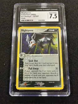 Pokemon Mightyena Holo 12/107 from EX Deoxys in a CGC 7.5! Swirl!! - Image 1