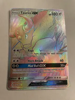 Tauros GX (Secret) Rainbow Holo 156/149 Pokemon TCG - Sun & Moon LP - Image 1