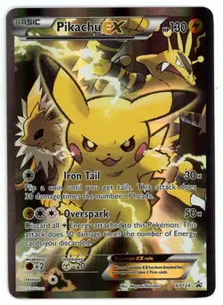 PIKACHU EX 2016 Pokemon XY Promos Black Star Promo Full Art #XY124 Damaged - Image 1