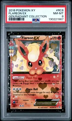 2016 Pokemon Xy Generations Radiant Collection #RC6 Flareon Ex PSA 8 - Image 1