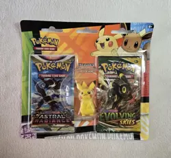 Pokemon TCG Evolving Skies & Astral Radiance Twin Pack Pikachu Rubber Set Sealed - Image 1