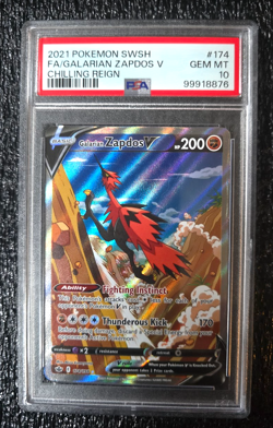 2021 Pokemon Galarian Zapdos V FA - Chilling Reign - PSA 10 GEM MINT - Alt Art - Image 1