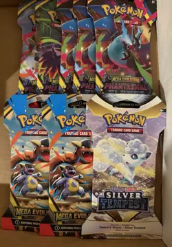 Pokemon Phantasmal Flames, Silver Tempest, Mega Evolution Booster Packs Lot of 8 - Image 1