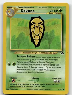 KAKUNA 41/75 UNCOMMON NEO DISCOVERY POKEMON MODERATELY PLAYED - Image 1