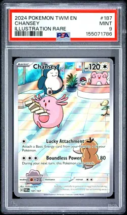 2024 Pokemon Twm En-Twilight Masquerade #187 Chansey Illustration Rare PSA 9 - Image 1