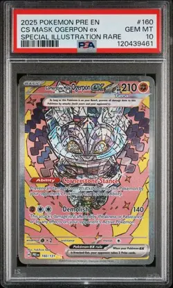 Pokemon Cornerstone Mask Ogerpon ex Prismatic Evolutions #160 PSA 10 Gem Mint - Image 1