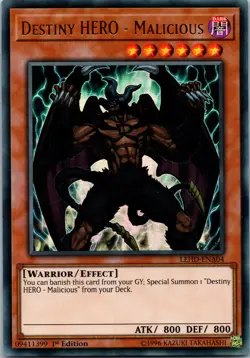 Yugioh Destiny HERO - Malicious LEHD-ENA04 1st Edition Ultra Rare NM - Image 1