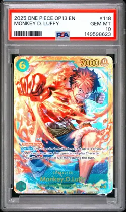 2025 Monkey D. Luffy OP13-118 Carrying on His Will Foil SEC PSA 10 GEM MINT 💎 - Image 1