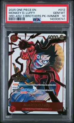 2025 ONE PIECE 3RD ANV TOURNAMENT 3 BROTHERS PACK WINNER MONKEY D. LUFFY PSA 10 - Image 1