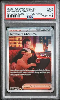 PSA 9 MINT Giovanni's Charisma 204/165 Sv: Scarlet & Violet 151 Holo Pokemon - Image 1